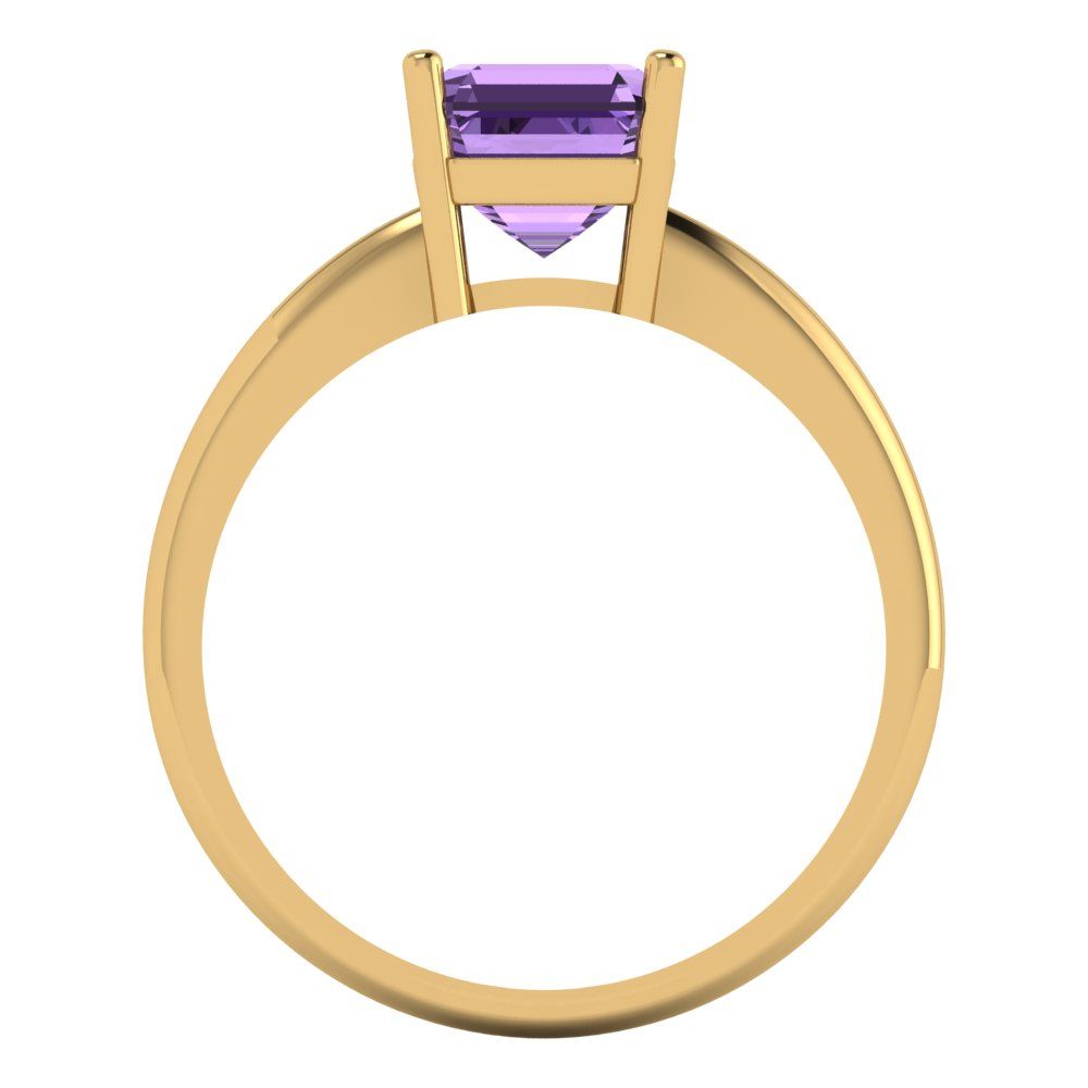 1.5 cttw Simulated Alexandrite Solitaire  Engagement Ring - Solid Gold (Asscher Cut,6.5mm)