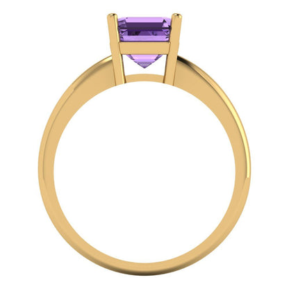 1.5 cttw Simulated Alexandrite Solitaire  Engagement Ring - Solid Gold (Asscher Cut,6.5mm)