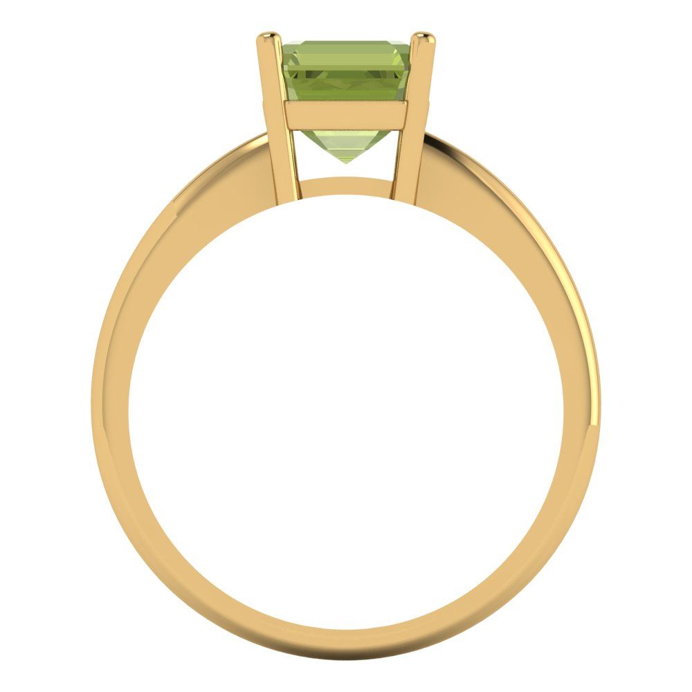 1.5 cttw Natural Peridot Solitaire  Engagement Ring - Solid Gold (Asscher Cut,6.5mm)