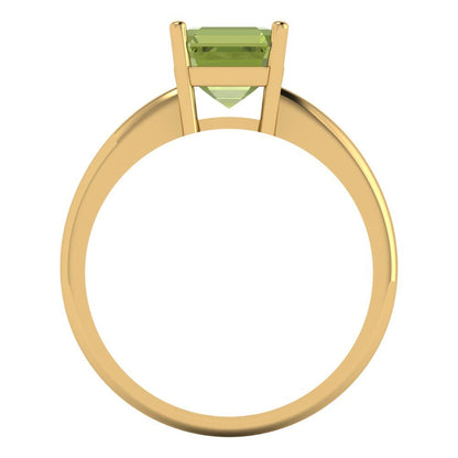 1.5 cttw Natural Peridot Solitaire  Engagement Ring - Solid Gold (Asscher Cut,6.5mm)