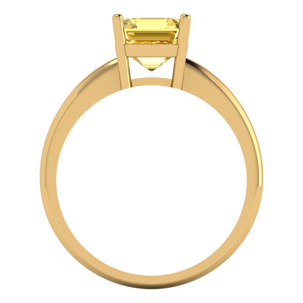 1.5 cttw Zirconia Simulated Yellow Diamond Solitaire  Engagement Ring - Solid Gold (VVS1, Asscher Cut,6.5mm)