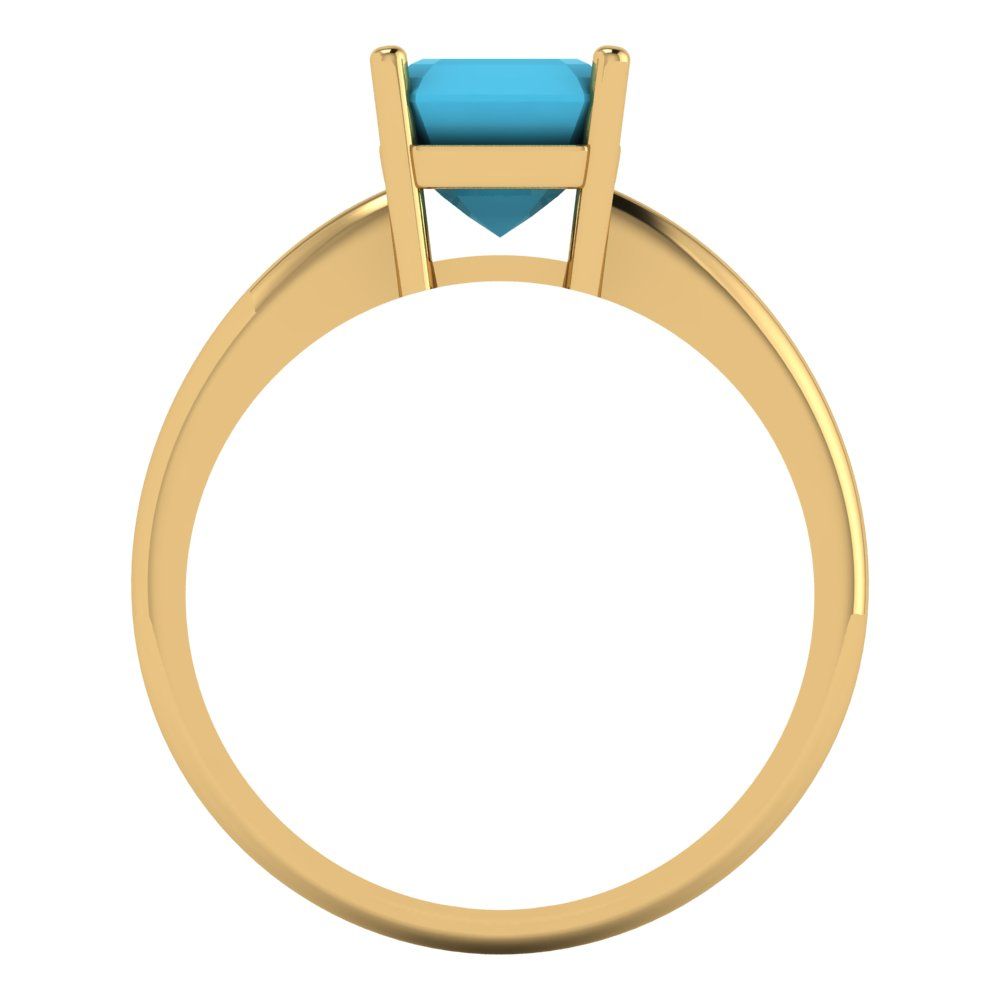 1.5 cttw Simulated Turquoise Solitaire  Engagement Ring - Solid Gold (Asscher Cut,6.5mm)