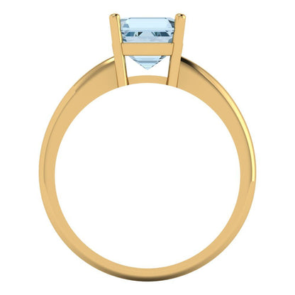 1.5 cttw Natural Swiss Blue Topaz Solitaire  Engagement Ring - Solid Gold (Asscher Cut,6.5mm)