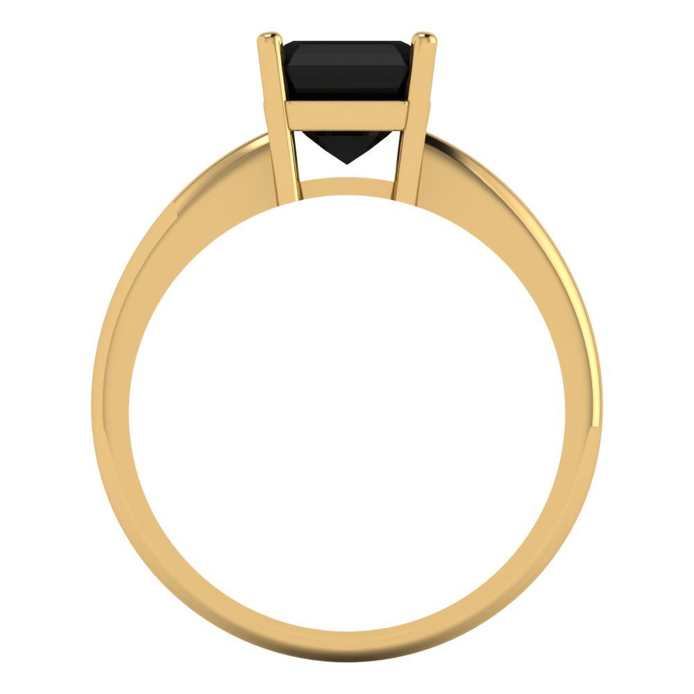 1.5 cttw Natural Onyx Solitaire  Engagement Ring - Solid Gold (Asscher Cut,6.5mm)