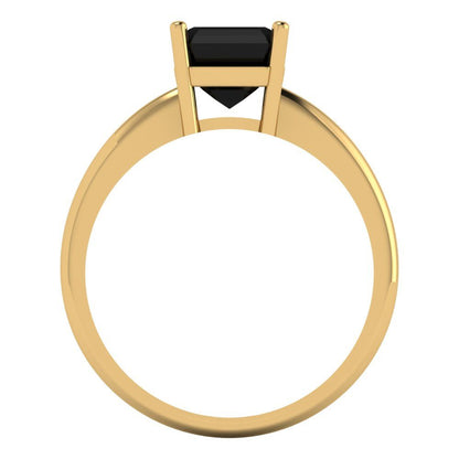 1.5 cttw Natural Onyx Solitaire  Engagement Ring - Solid Gold (Asscher Cut,6.5mm)