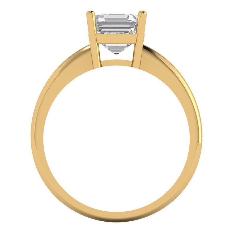 1.5 ct Brilliant Asscher Cut Clear Simulated Diamond Stone Yellow Gold Solitaire Ring