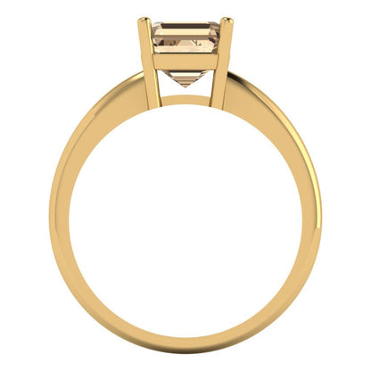 1.5 cttw Yellow Moissanite Solitaire  Engagement Ring - Solid Gold (Asscher Cut,6.5mm)