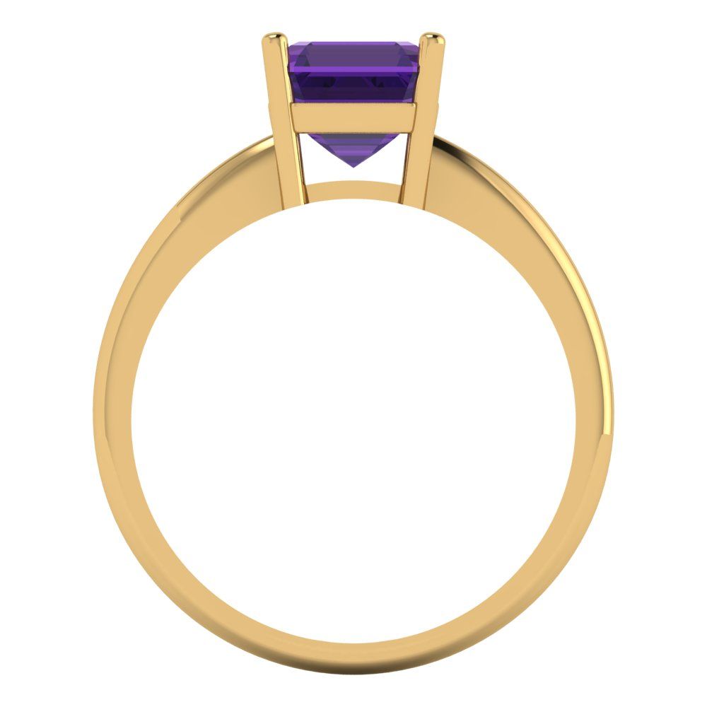 1.5 cttw Natural Amethyst Solitaire  Engagement Ring - Solid Gold (Asscher Cut,6.5mm)