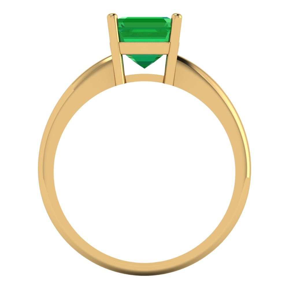 1.5 cttw Simulated Emerald Solitaire  Engagement Ring - Solid Gold (Asscher Cut,6.5mm)