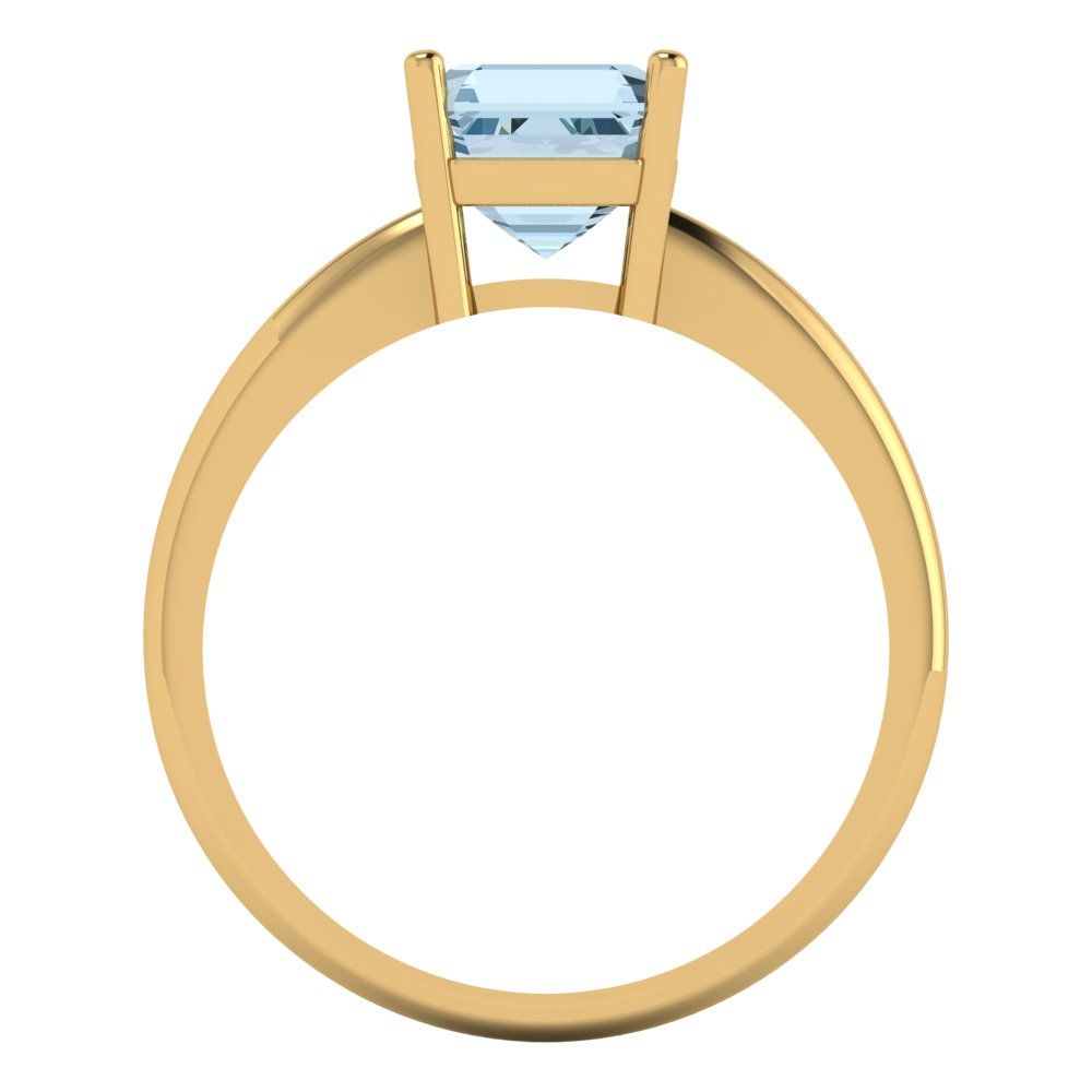 1.5 cttw Natural Aquamarine Solitaire  Engagement Ring - Solid Gold (Asscher Cut,6.5mm)