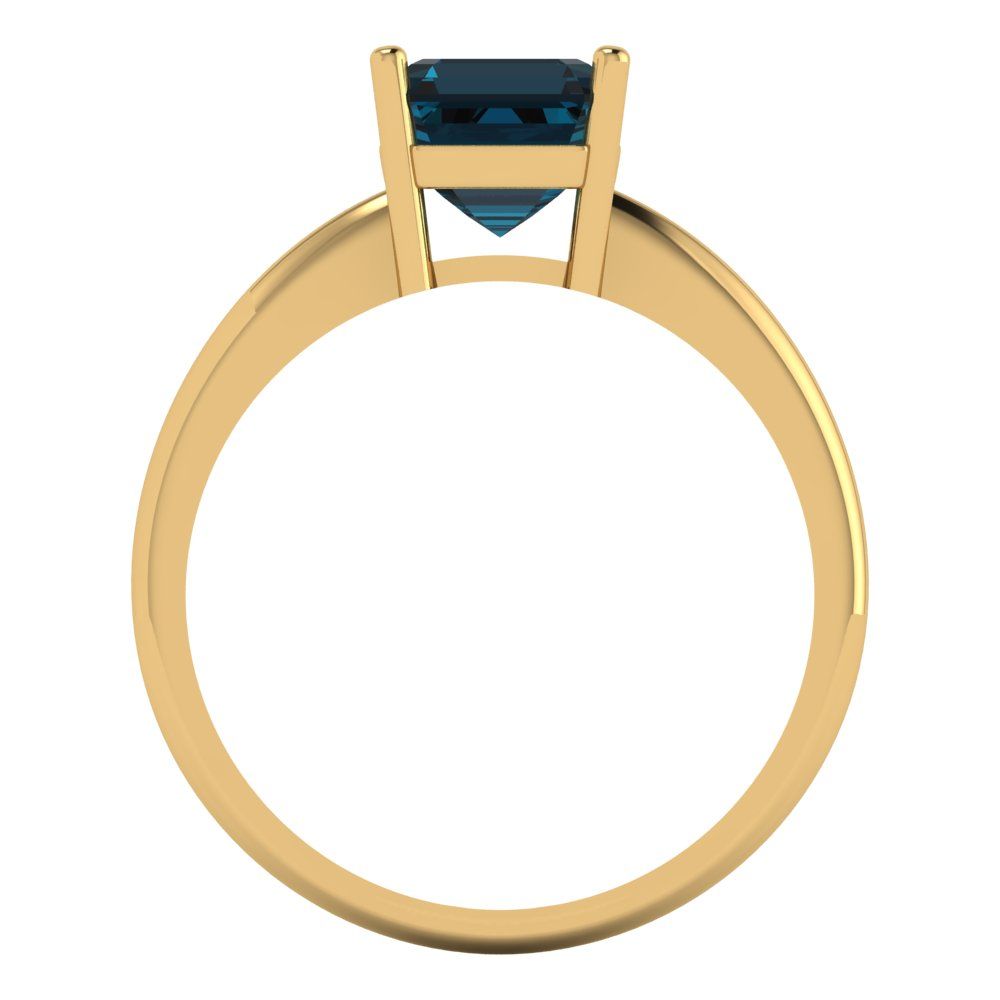 1.5 cttw Natural London Blue Topaz Solitaire  Engagement Ring - Solid Gold (Asscher Cut,6.5mm)