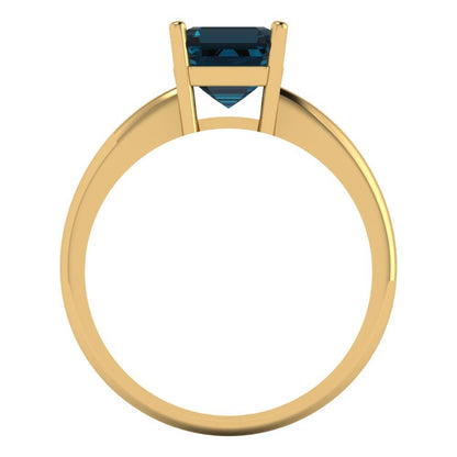 1.5 cttw Natural London Blue Topaz Solitaire  Engagement Ring - Solid Gold (Asscher Cut,6.5mm)