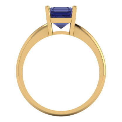 1.5 cttw Simulated Tanzanite Solitaire  Engagement Ring - Solid Gold (Asscher Cut,6.5mm)