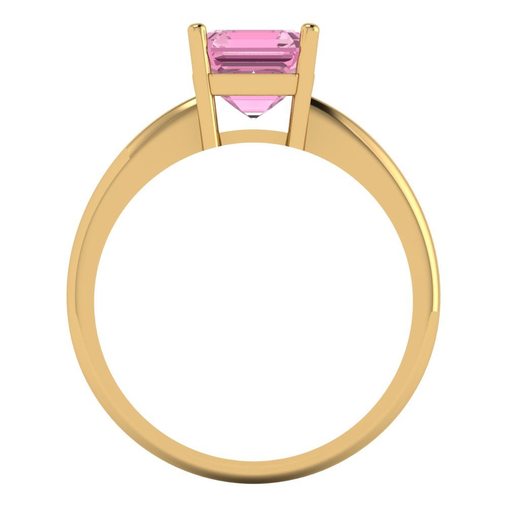 1.5 cttw Zirconia Simulated Pink Diamond Solitaire  Engagement Ring - Solid Gold (VVS1, Asscher Cut,6.5mm)