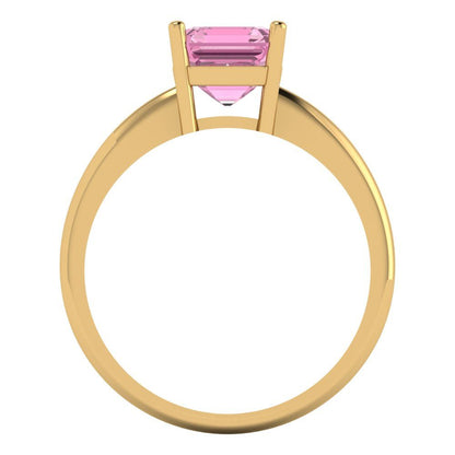 1.5 cttw Zirconia Simulated Pink Diamond Solitaire  Engagement Ring - Solid Gold (VVS1, Asscher Cut,6.5mm)