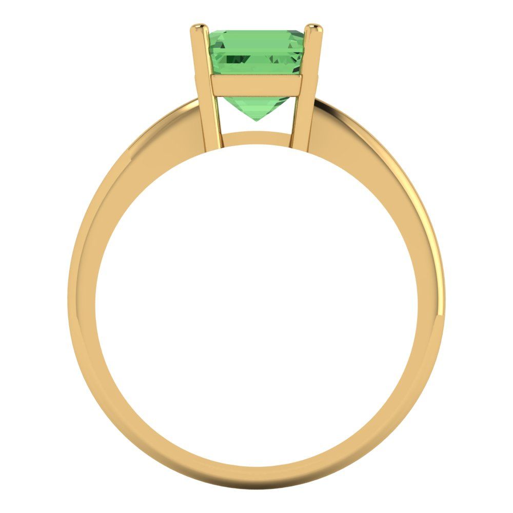 1.5 cttw Zirconia Simulated Green Diamond Solitaire  Engagement Ring - Solid Gold (VVS1, Asscher Cut,6.5mm)