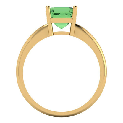 1.5 cttw Zirconia Simulated Green Diamond Solitaire  Engagement Ring - Solid Gold (VVS1, Asscher Cut,6.5mm)