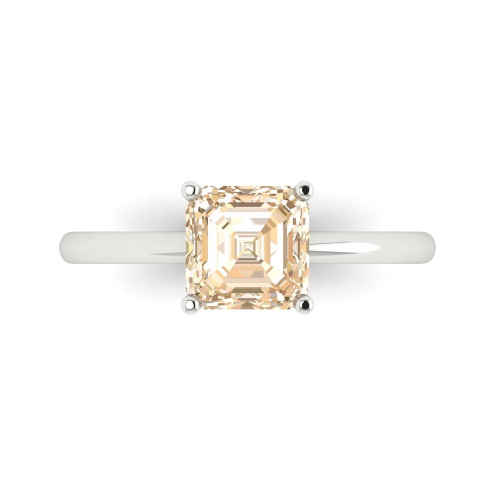 1.5 cttw Natural Morganite Solitaire  Engagement Ring - Solid Gold (Asscher Cut,6.5mm)