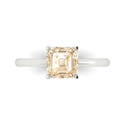 1.5 cttw Natural Morganite Solitaire  Engagement Ring - Solid Gold (Asscher Cut,6.5mm)