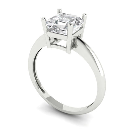 1.5 cttw Certified Moissanite Solitaire  Engagement Ring - Solid Gold (VVS1, D-F,Asscher Cut,6.5mm)