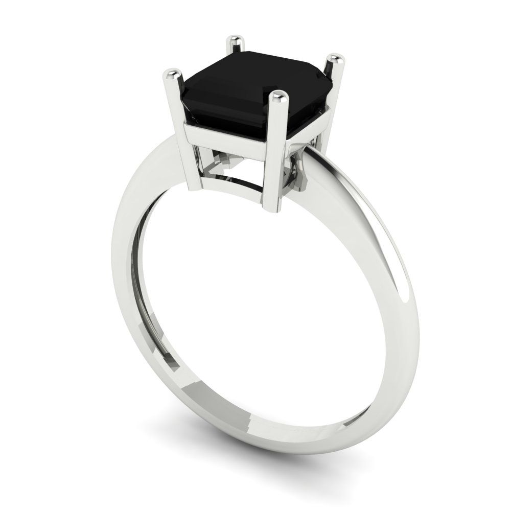 1.5 cttw Natural Onyx Solitaire  Engagement Ring - Solid Gold (Asscher Cut,6.5mm)