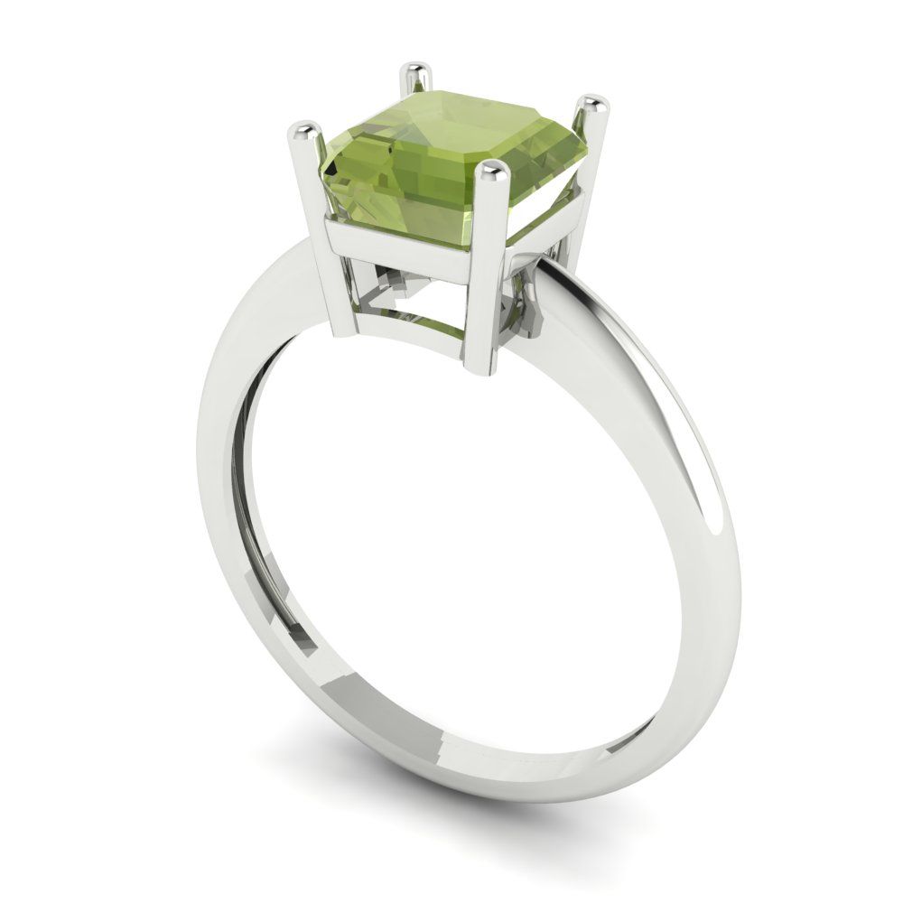 1.5 cttw Natural Peridot Solitaire  Engagement Ring - Solid Gold (Asscher Cut,6.5mm)