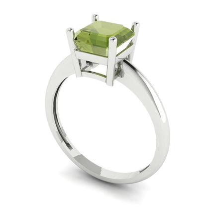 1.5 cttw Natural Peridot Solitaire  Engagement Ring - Solid Gold (Asscher Cut,6.5mm)