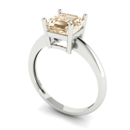 1.5 cttw Natural Morganite Solitaire  Engagement Ring - Solid Gold (Asscher Cut,6.5mm)