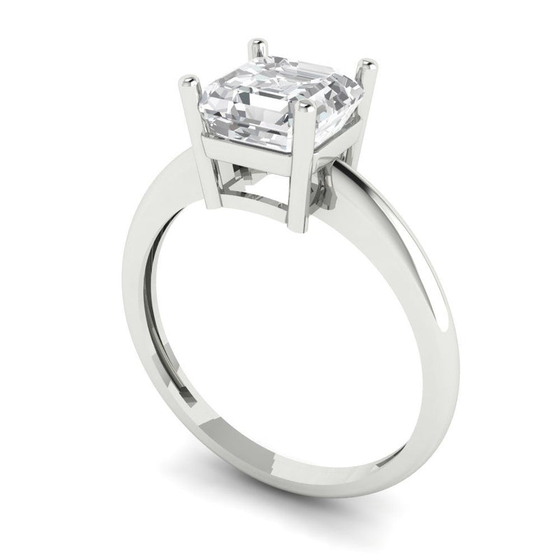 1.5 ct Brilliant Asscher Cut Natural Diamond Stone Clarity SI1-2 Color G-H White Gold Solitaire Ring