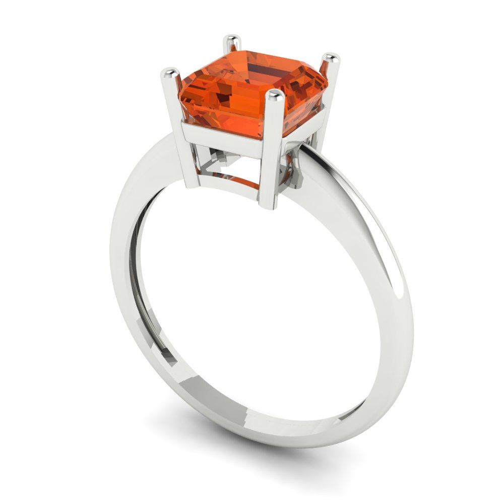 1.5 cttw Zirconia Simulated Red Diamond Solitaire  Engagement Ring - Solid Gold (VVS1, Asscher Cut,6.5mm)