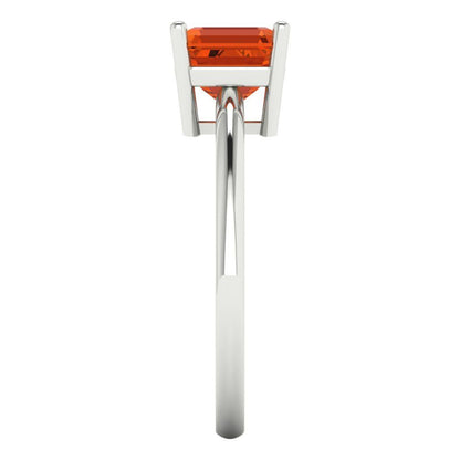 1.5 cttw Zirconia Simulated Red Diamond Solitaire  Engagement Ring - Solid Gold (VVS1, Asscher Cut,6.5mm)