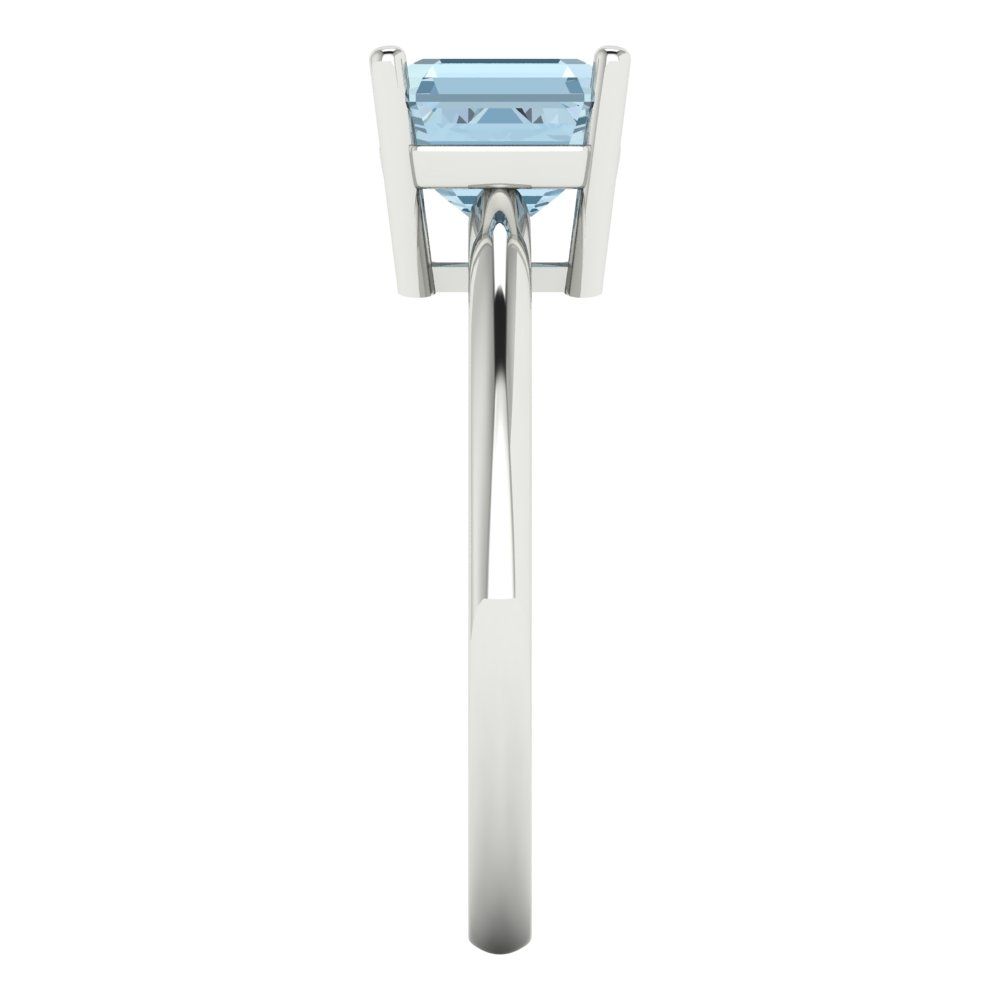 1.5 cttw Natural Aquamarine Solitaire  Engagement Ring - Solid Gold (Asscher Cut,6.5mm)