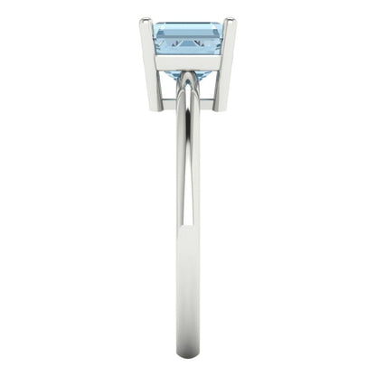 1.5 cttw Natural Aquamarine Solitaire  Engagement Ring - Solid Gold (Asscher Cut,6.5mm)