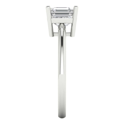 1.5 cttw White Sapphire Solitaire  Engagement Ring - Solid Gold (Asscher Cut,6.5mm)