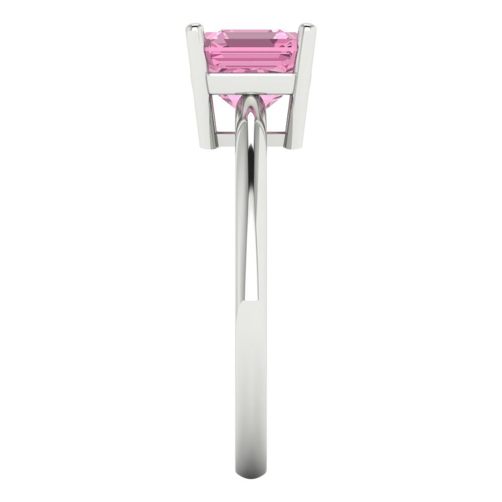 1.5 cttw Zirconia Simulated Pink Diamond Solitaire  Engagement Ring - Solid Gold (VVS1, Asscher Cut,6.5mm)