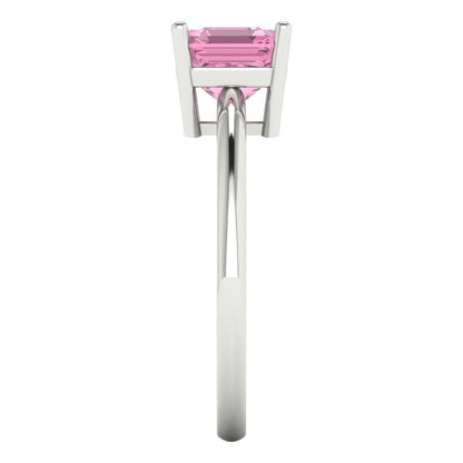 1.5 cttw Zirconia Simulated Pink Diamond Solitaire  Engagement Ring - Solid Gold (VVS1, Asscher Cut,6.5mm)