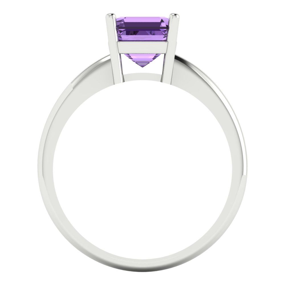 1.5 cttw Simulated Alexandrite Solitaire  Engagement Ring - Solid Gold (Asscher Cut,6.5mm)