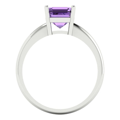 1.5 cttw Simulated Alexandrite Solitaire  Engagement Ring - Solid Gold (Asscher Cut,6.5mm)