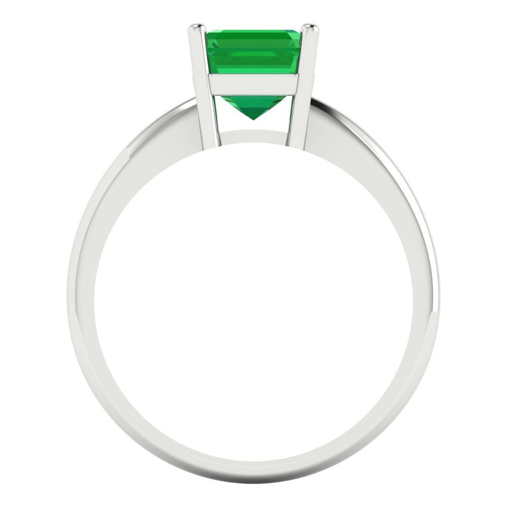 1.5 cttw Simulated Emerald Solitaire  Engagement Ring - Solid Gold (Asscher Cut,6.5mm)
