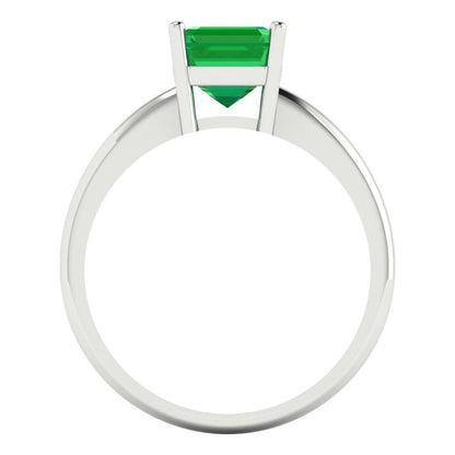1.5 cttw Simulated Emerald Solitaire  Engagement Ring - Solid Gold (Asscher Cut,6.5mm)
