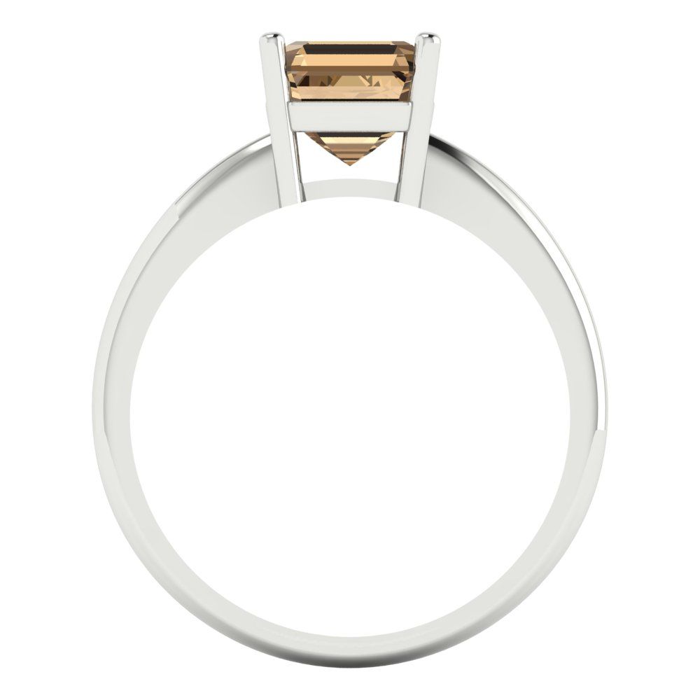 1.5 cttw Zirconia Simulated Champagne Diamond Solitaire  Engagement Ring - Solid Gold (VVS1, Asscher Cut,6.5mm)