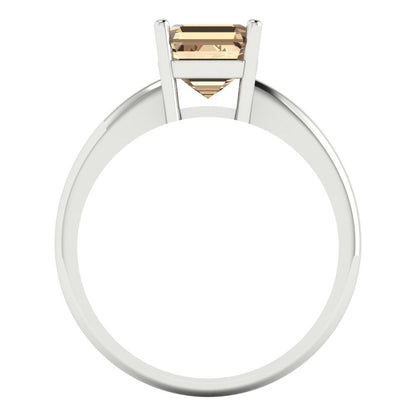 1.5 cttw Yellow Moissanite Solitaire  Engagement Ring - Solid Gold (Asscher Cut,6.5mm)