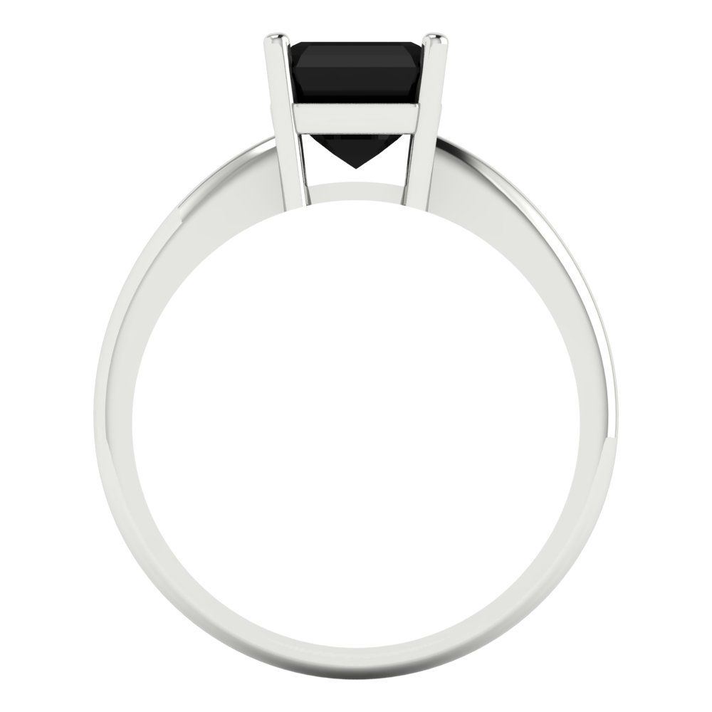 1.5 cttw Natural Onyx Solitaire  Engagement Ring - Solid Gold (Asscher Cut,6.5mm)