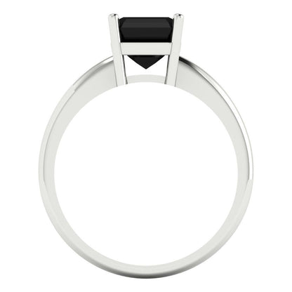 1.5 cttw Natural Onyx Solitaire  Engagement Ring - Solid Gold (Asscher Cut,6.5mm)