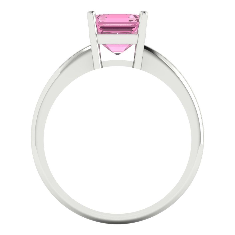 1.5 cttw Zirconia Simulated Pink Diamond Solitaire  Engagement Ring - Solid Gold (VVS1, Asscher Cut,6.5mm)