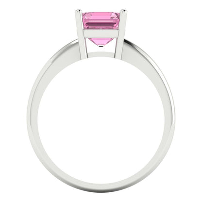 1.5 cttw Zirconia Simulated Pink Diamond Solitaire  Engagement Ring - Solid Gold (VVS1, Asscher Cut,6.5mm)