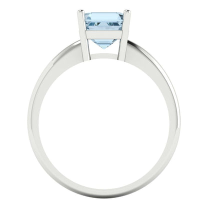 1.5 cttw Natural Aquamarine Solitaire  Engagement Ring - Solid Gold (Asscher Cut,6.5mm)