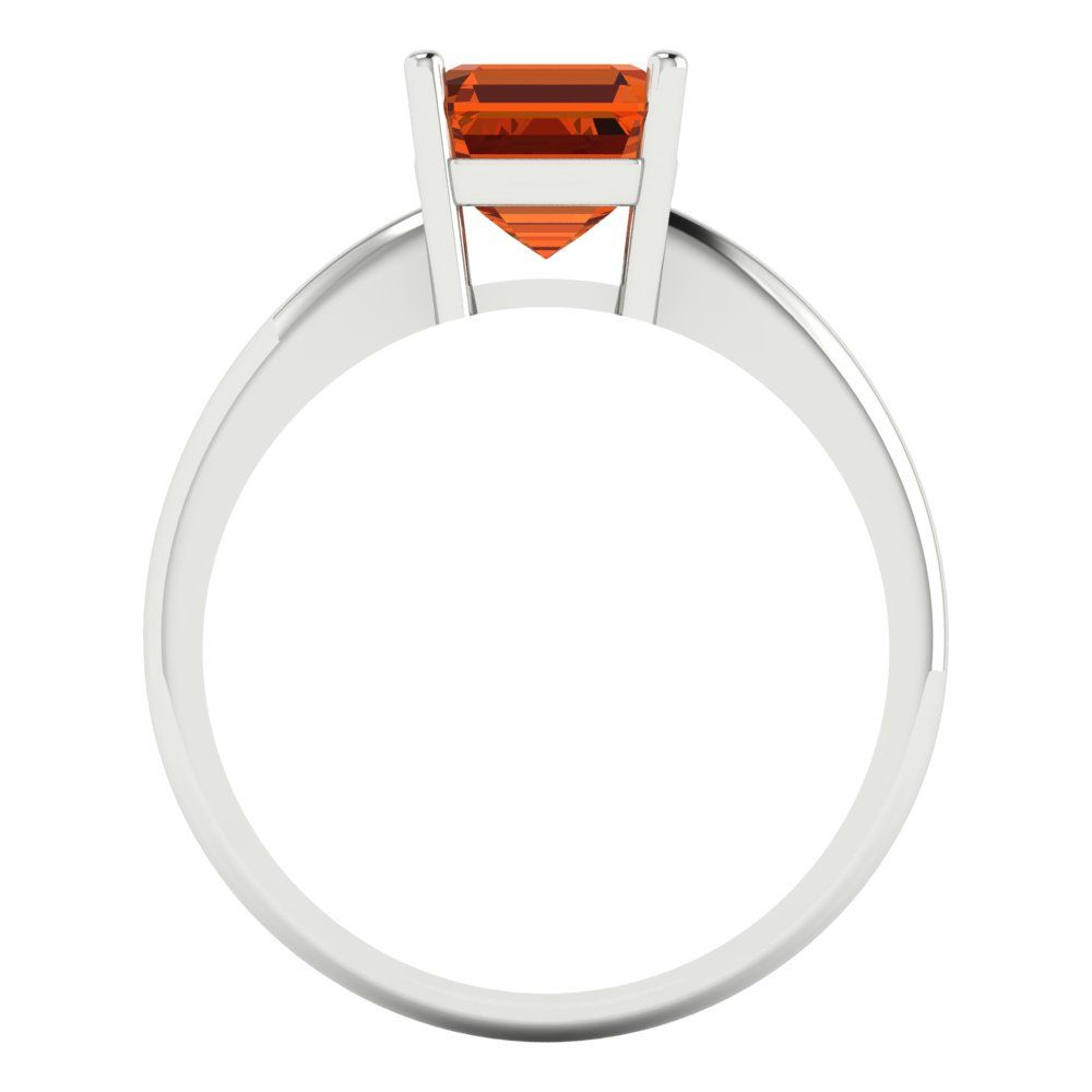 1.5 cttw Zirconia Simulated Red Diamond Solitaire  Engagement Ring - Solid Gold (VVS1, Asscher Cut,6.5mm)