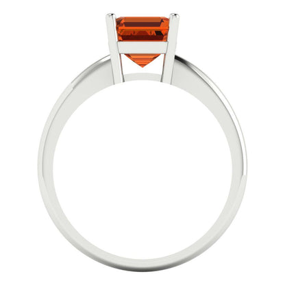 1.5 cttw Zirconia Simulated Red Diamond Solitaire  Engagement Ring - Solid Gold (VVS1, Asscher Cut,6.5mm)