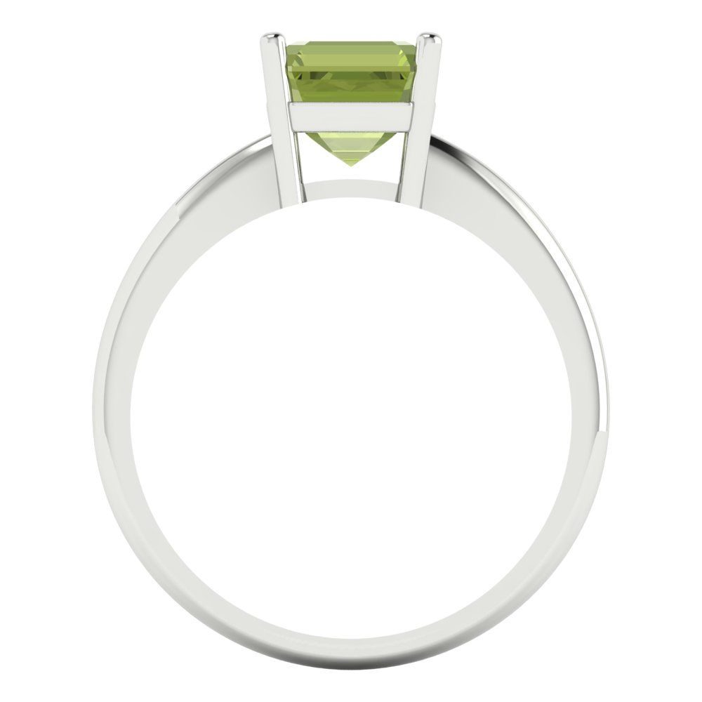 1.5 cttw Natural Peridot Solitaire  Engagement Ring - Solid Gold (Asscher Cut,6.5mm)